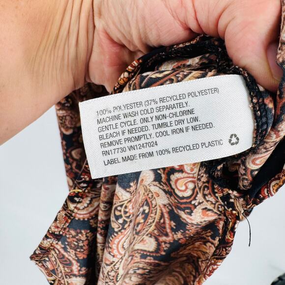 Nili Lotan x Target Brown Paisley Slip Midi Dress Women’s Size Large - Picture 9 of 11